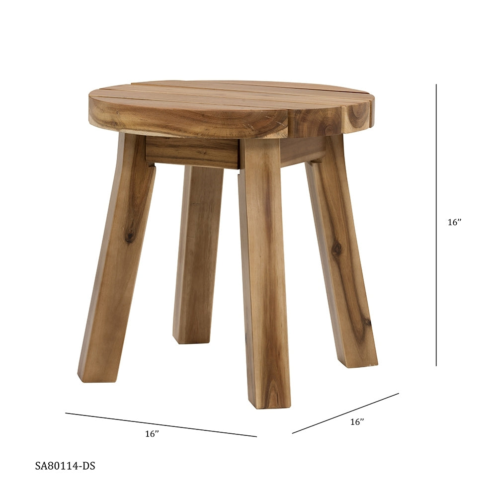 D16X16" Round Side Table, Solid Wood Natural Wood Brown Primary Living Space Boho,Casual,Classic,Farmhouse,French Country Solid Wood
