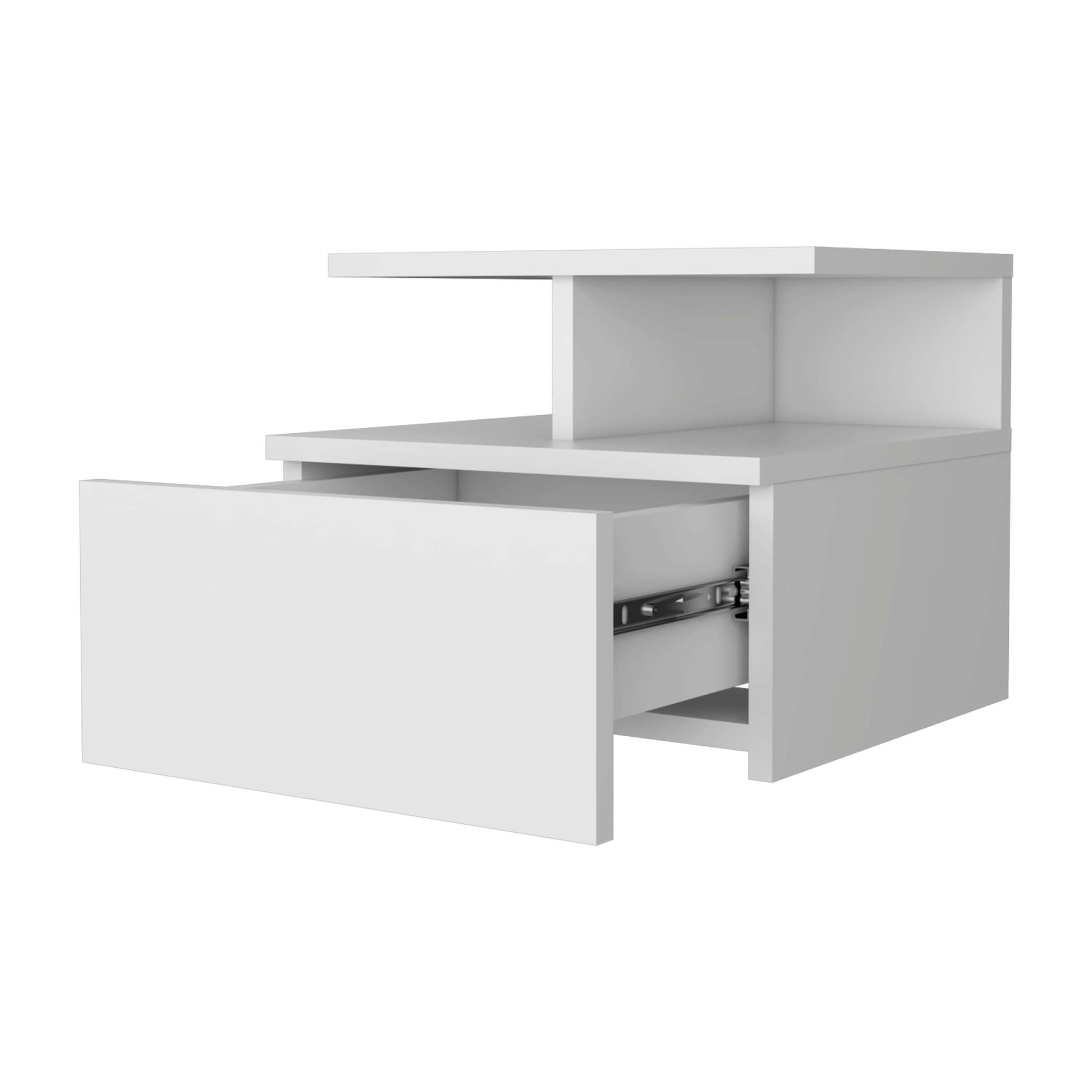 White 1 Drawer Floating Nightstand White White 1 Drawer Bedroom Floating Space Saving White Wood