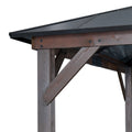 12' X 16' Hardtop Wood Gazebo For Patios, Outdoor Framed Gazebo With Polycarbonate Double Roof Canopy, Solid Wooden Framed Gazebo With Privacy Curtains And Mosquito Nettings For Garden, Backyard Black Aluminium
