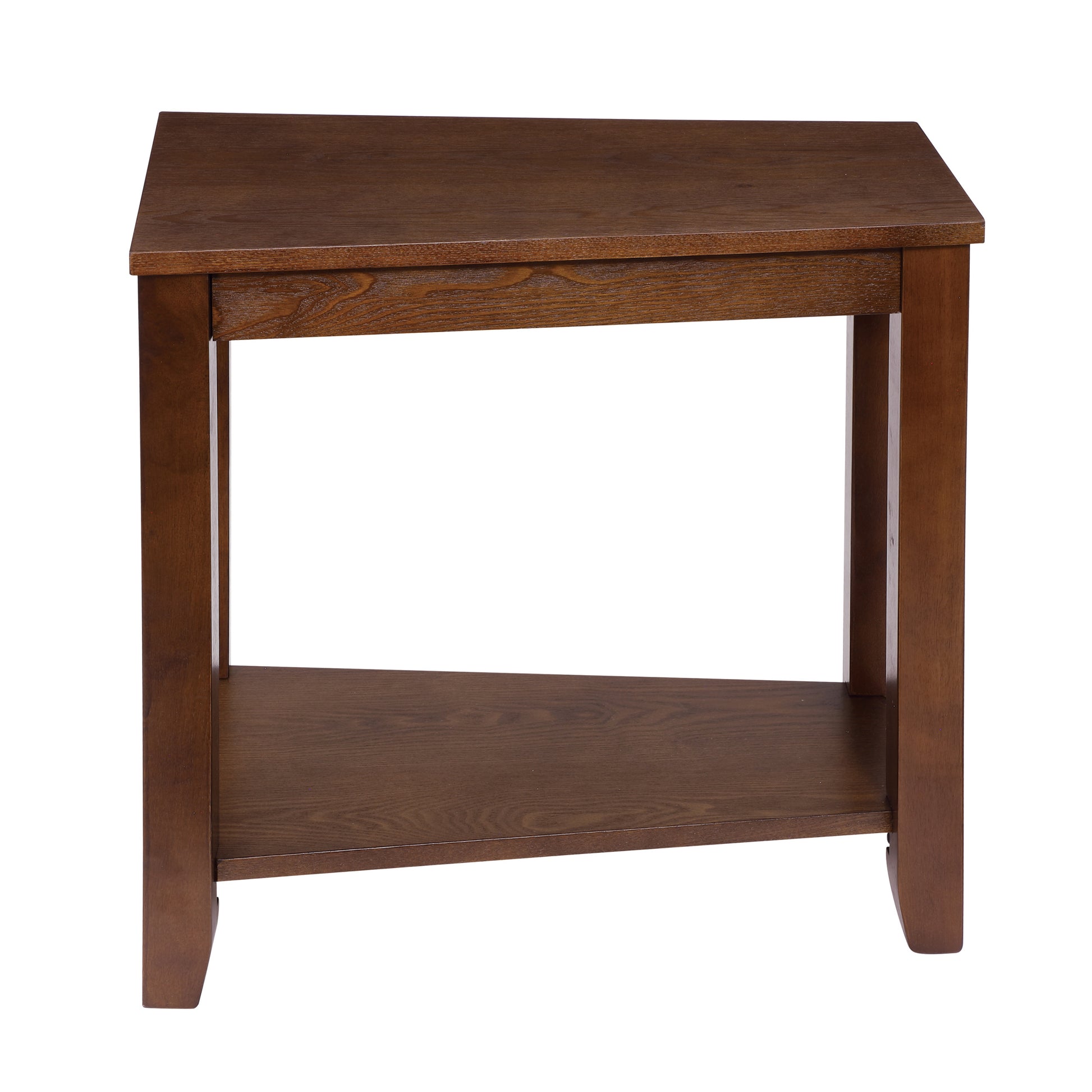 Contemporary Espresso Finish Chairside Table With Lower Shelf Wedge Shape Wooden Furniture 1Pc Side Table Espresso Contemporary Open Storage Coffee & End Tables Wood
