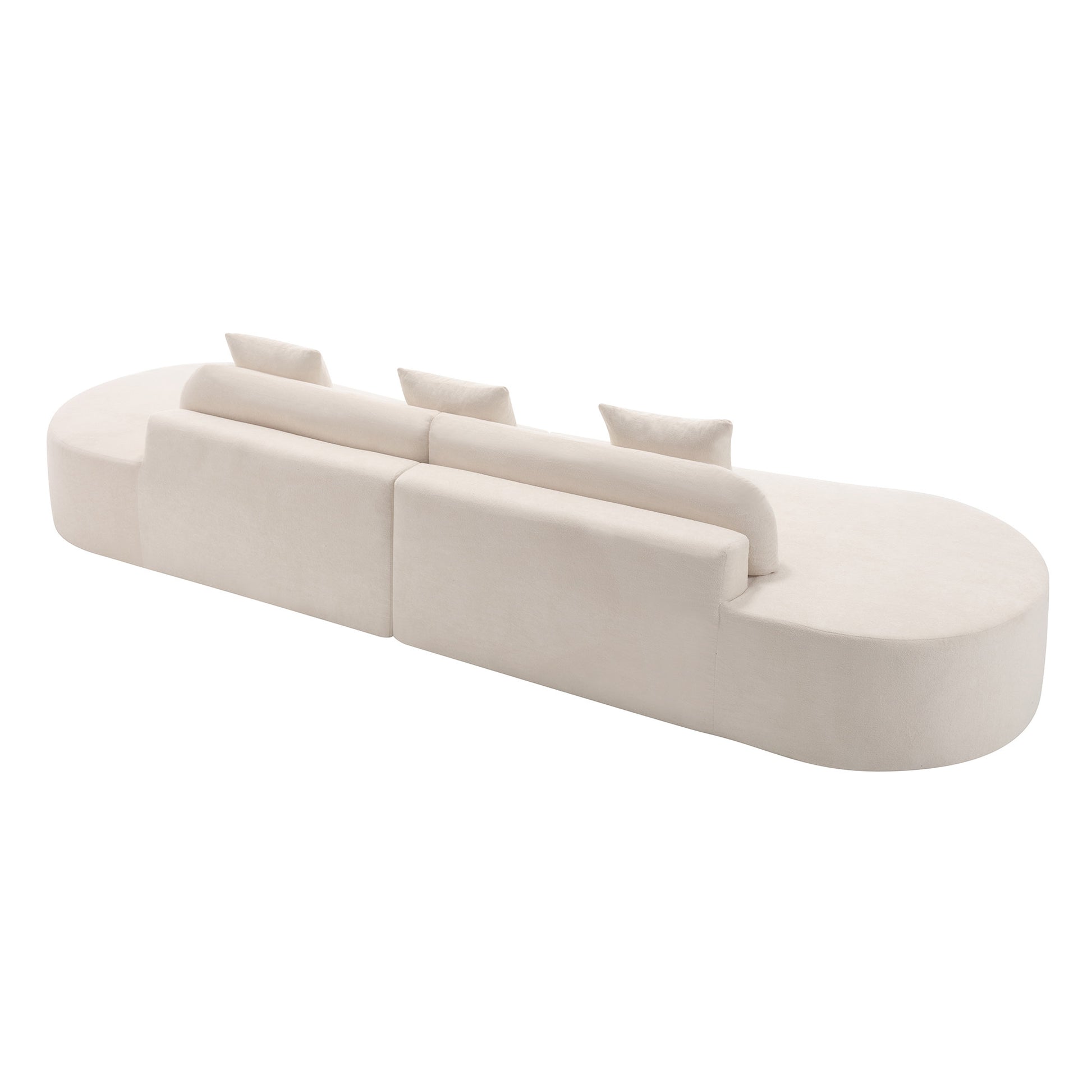 Arrived Modern Curved Combination Sofa, Terrycloth Fabric Sofa, Minimalist Sofa In Living Room, Apartment, No Assembly Required, Three Pillows,Beige Beige Primary Living Space Medium Soft Polyester 4 Seat