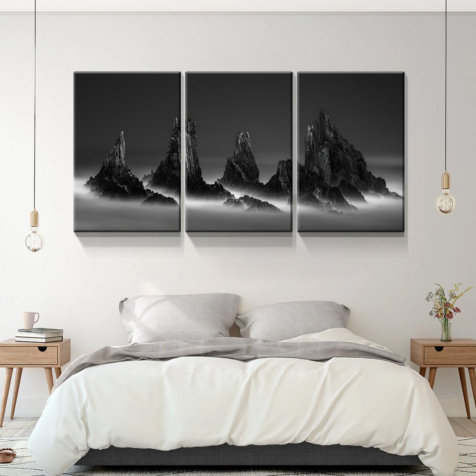 3 Panels Framed Mountain View Canvas Wall Art Decor,3 Pieces Mordern Canvas Decoration Painting For Office,Dining Room,Living Room, Bedroom Decor Ready To Hang Rectangle Framed Multicolor Oversized 41In Canvas Nature Scenes