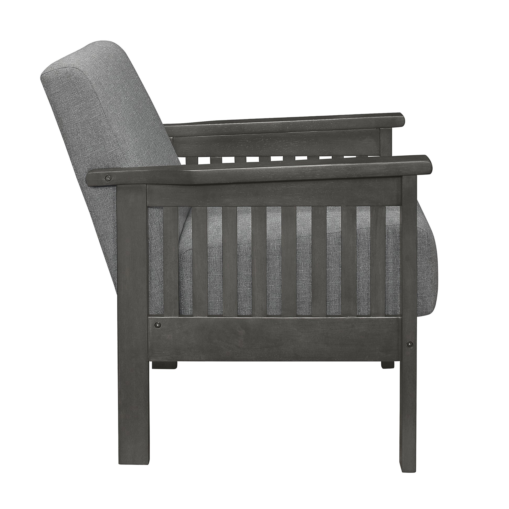 Gray Accent Chair 1Pc Solid Wood Mission Arm Cushion Back Classic Living Room Furniture Antique Gray Wooden Gray Primary Living Space Classic,Transitional Rubberwood Solid Wood
