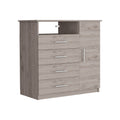 Peru 4 Drawer Dresser, Single Door Cabinet, One Open Shelf, Superior Top Light Gray Gray Bedroom Modern Particle Board Particle Board