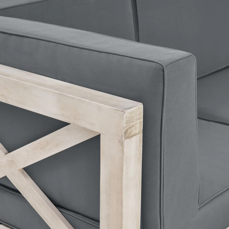 Brava X Back L Arm Chair, Grey Dark Gray Acacia Wood