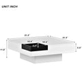 Modern Minimalist Design 31.5*31.5In Square Coffee Table With Detachable Tray And Plug In 16 Color Led Strip Lights Remote Control For Living Room White Particle Board