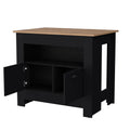 Black 2 Door Kitchen Island Black Kitchen Rectangular Stationary Kitchen Islands Wood Medium 40 55In