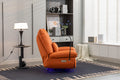 270 Swivel Glider Recliner Chair, Power Recliner Rocking Chair, Usb Port Charge For Nursery Chair With Atmosphere Lamp For Living Room Bedroom Apartment Orange Faux Leather