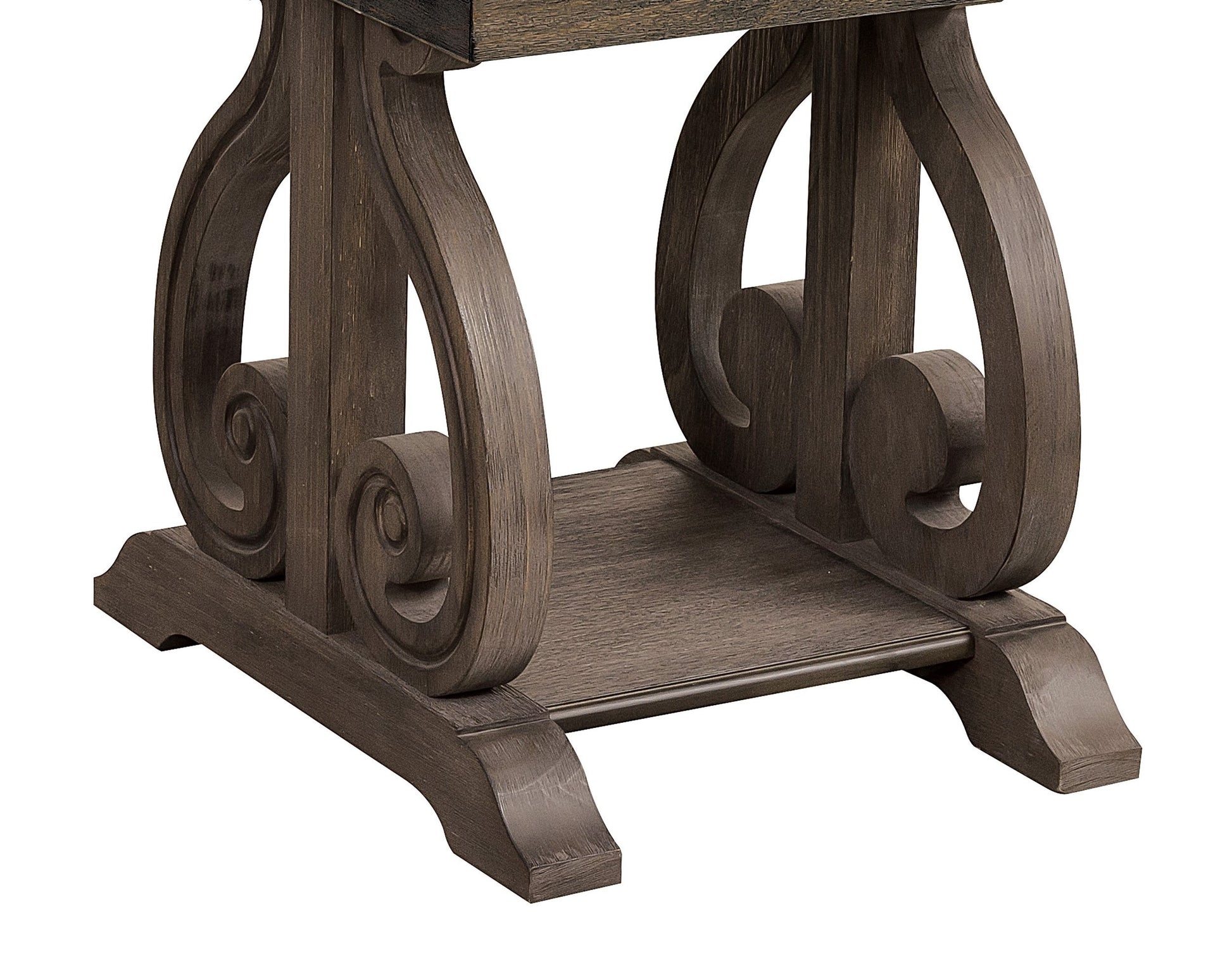 Classic Traditional End Table With Bottom Shelf Dark Oak Finish Scrolled Base Support 1Pc Wooden Furniture Living Room Dark Oak Classic,Traditional Coffee & End Tables Wood