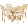 5 Piece Farmhouse Round Pedestal Extending Dining Table Set Extendable Kitchen Table Set With 15.8