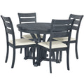 5 Piece Farmhouse Round Pedestal Extending Dining Table Set Extendable Kitchen Table Set With 15.8