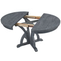 5 Piece Farmhouse Round Pedestal Extending Dining Table Set Extendable Kitchen Table Set With 15.8
