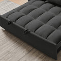 55.1 Inch 3 In 1 Convertible Sofa Bed, Modern Velvet Double Sofa Futon Sofa Bed With Adjustable Back, Storage Bag And Pillow, For Living Room, Bedroom Black Black Metal & Wood 2 Seat