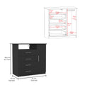 Peru 4 Drawer Dresser, Single Door Cabinet, One Open Shelf, Superior Top Black Black Bedroom Modern Particle Board Particle Board