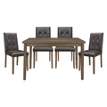 Walnut Brown Finish 5Pc Dining Set Rectangular Table And 4 Side Chairs Tufted Upholstered Seat Back Wooden Kitchen Set Dining Room Furniture Wood Wood Walnut Solid Back Seats 4 Dining Room 48 Inches Modern 4 Leg Rectangular Dining Table With Chair Wood