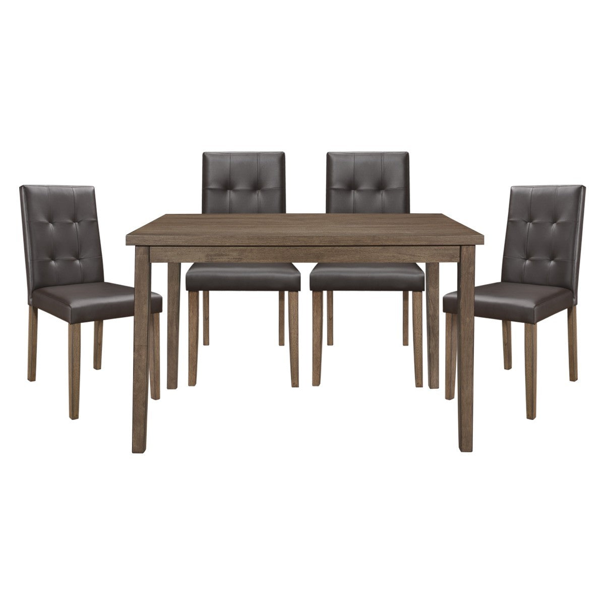 Walnut Brown Finish 5Pc Dining Set Rectangular Table And 4 Side Chairs Tufted Upholstered Seat Back Wooden Kitchen Set Dining Room Furniture Wood Wood Walnut Solid Back Seats 4 Dining Room 48 Inches Modern 4 Leg Rectangular Dining Table With Chair Wood