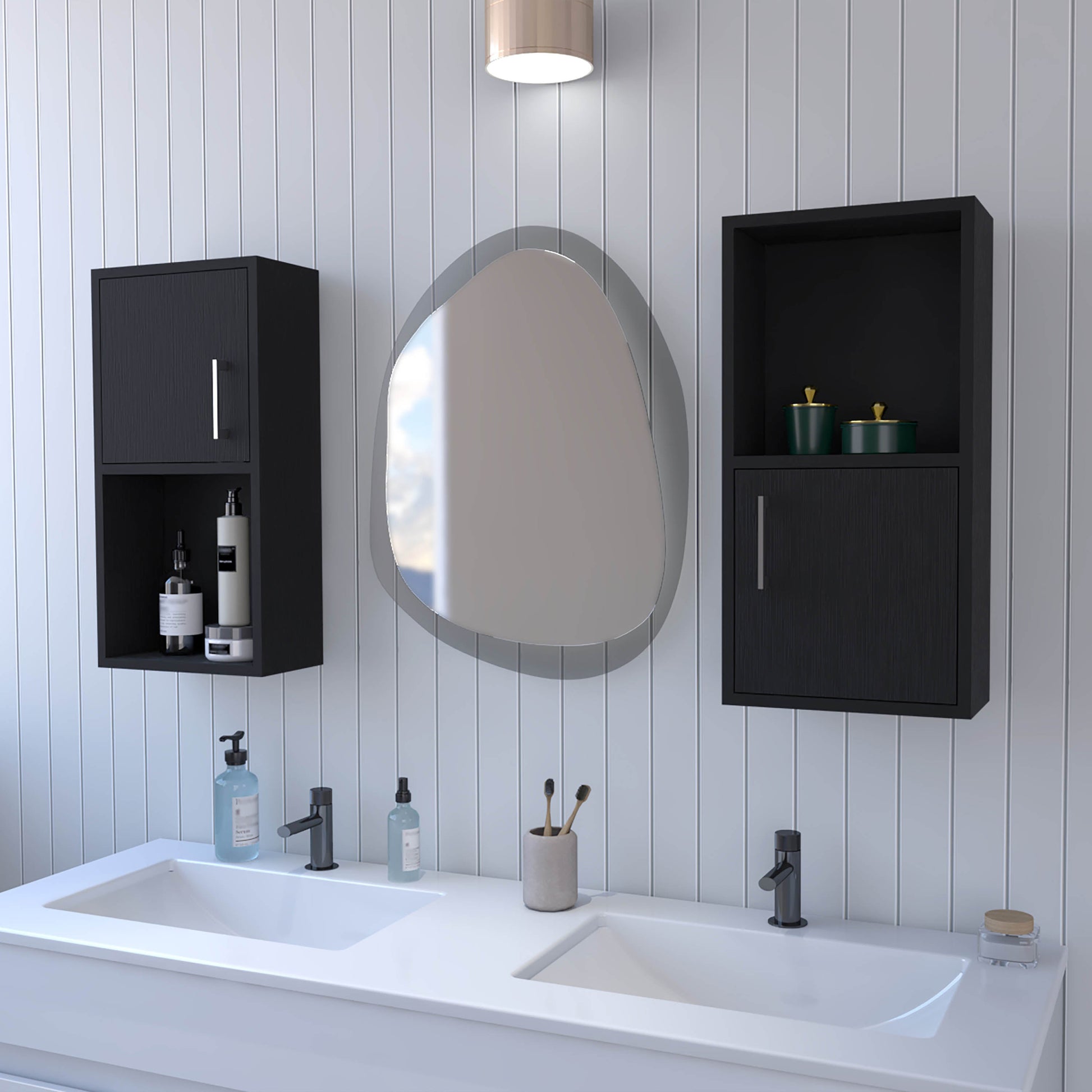 Black 2 Bathroom Medicine Cabinets With Open Shelf Black 1 1 Up To 17 In Up To 23 In Bathroom Wall Mounted 5 10 Inches Wood