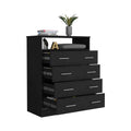 Peru L Four Drawer Dresser, Superior Top, One Open Shelf Black Black Bedroom Modern Particle Board Particle Board