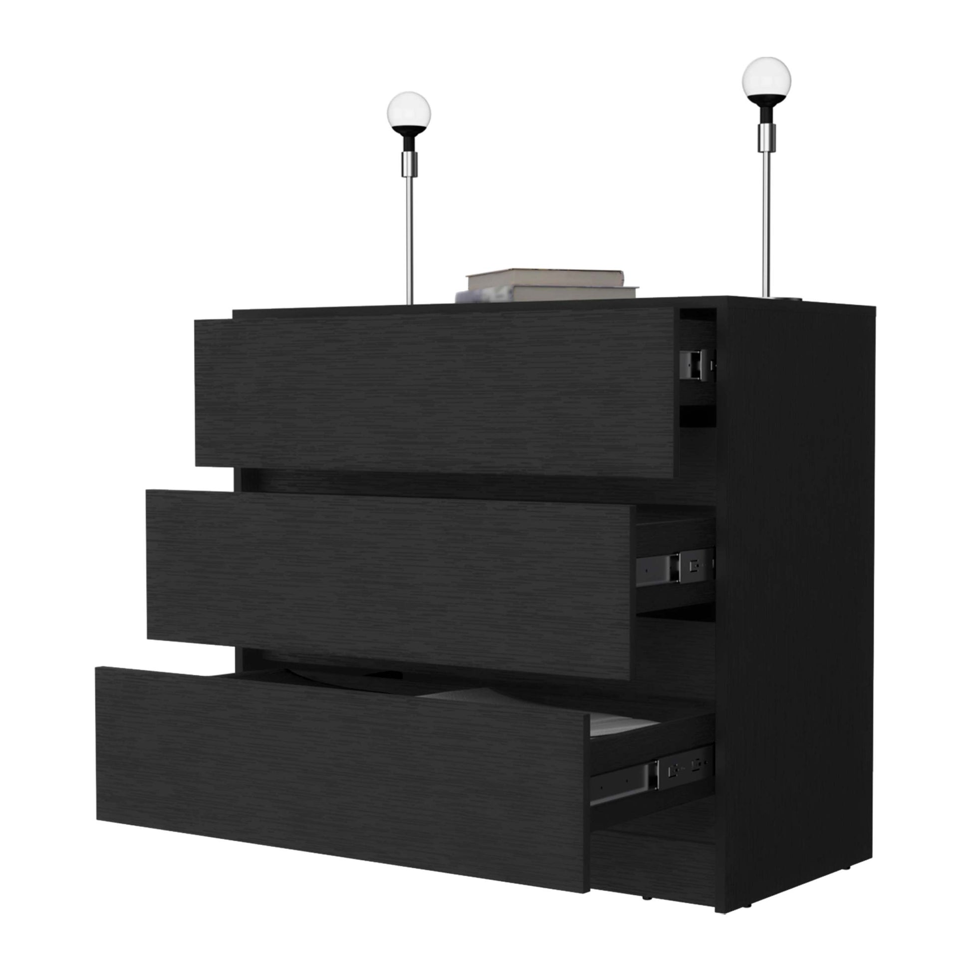 Black 3 Drawer Dresser Black Bedroom Wood