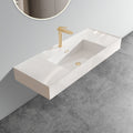 Bb0648Y101, Integrated Glossy White Solid Surface Basin With One Predrilled Faucet Hole, Faucet And Drain Assembly Not Included Gloss White Bathroom Modern Solid Surface Solid Surface