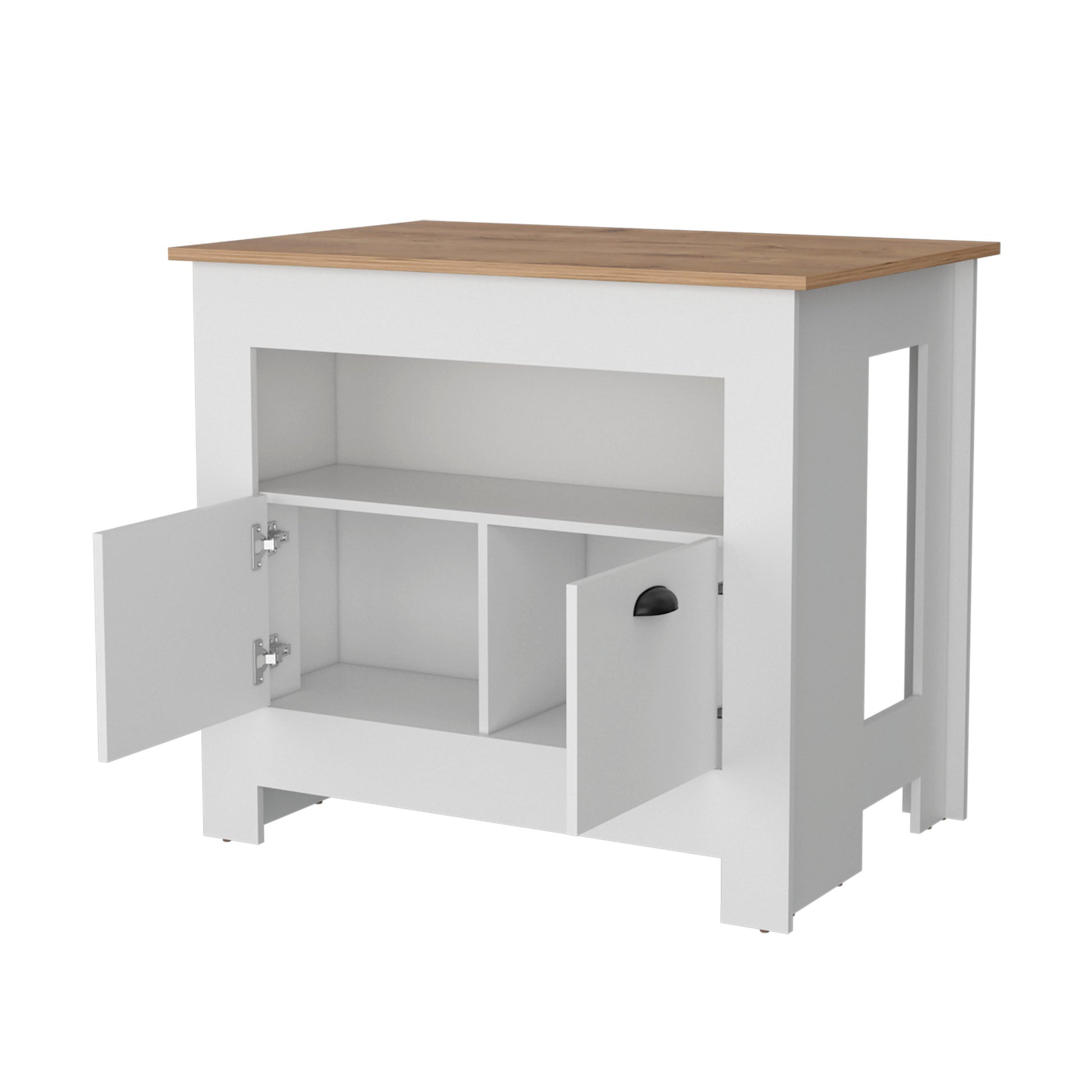 White 2 Door Kitchen Island White White Kitchen Rectangular Stationary Kitchen Islands Wood Medium 40 55In