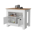 White 2 Door Kitchen Island White White Kitchen Rectangular Stationary Kitchen Islands Wood Medium 40 55In