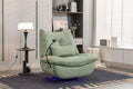 270 Swivel Glider Recliner Chair, Power Recliner Rocking Chair, Usb Port Charge For Nursery Chair With Atmosphere Lamp For Living Room Bedroom Apartment Green Faux Leather