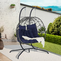 2 Person Outdoor Rattan Hanging Chair Patio Wicker Egg Chair Yes Complete Patio Set Dark Gray Uv Resistant Frame Water Resistant Cushion Garden & Outdoor American Design,American Traditional 2 Person Seating Group Polyester Rattan