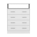 Peru L Four Drawer Dresser, Superior Top, One Open Shelf White White Bedroom Modern Particle Board Particle Board