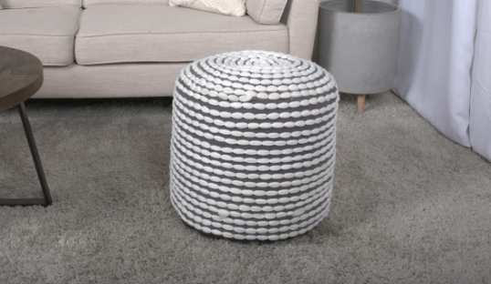 River Water Resistant Handcrafted Cylindrical Pouf, White White Waterproof Fabric