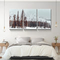 3 Panels Framed Winter Forest Canvas Wall Art Decor,3 Pieces Mordern Canvas Decoration Painting For Office,Dining Room,Living Room, Bedroom Decor Ready To Hang Rectangle Framed Multicolor Oversized 41In Canvas Nature Scenes