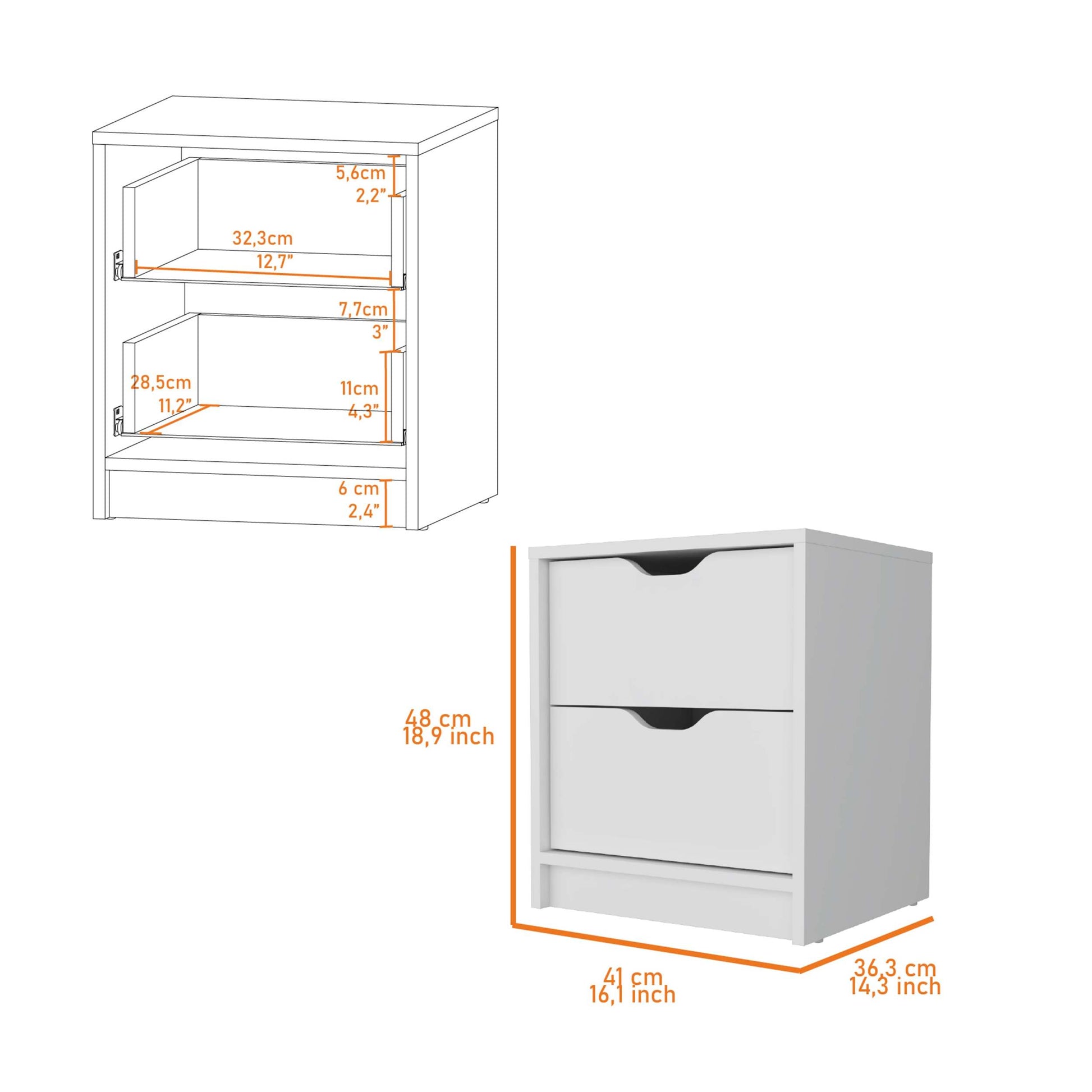 White 2 Drawer Nightstand White White 2 Drawers Bedroom Drawer Storage Drawers White Wood