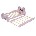 Cartoon Twin Size Platform Bed With Trundle, Pink Twin Pink Blue Mdf Lvl