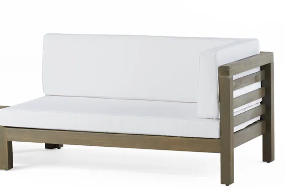 Oana Right Corner Bench And Coffee Table, White White Acacia Wood