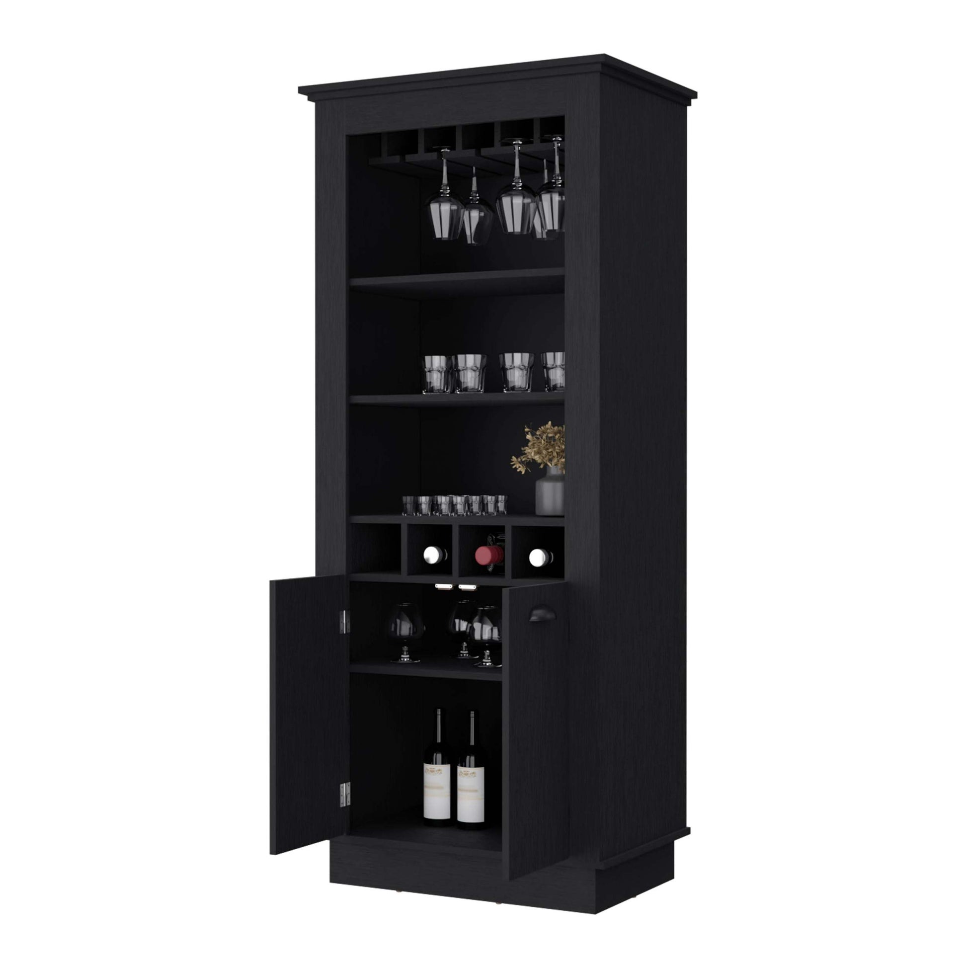 Tyler Black 4 Built In Wine Rack Bar Cabinet 3 4 Shelves Black Primary Living Space Shelves Included Wood