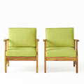 Perla Club Chairs Set Of 2, Green Green Acacia Wood