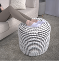 River Water Resistant Handcrafted Cylindrical Pouf, White White Waterproof Fabric