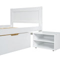 Twin Size Platform Bed With Drawer And Two Shelves, White Twin Antique White Mdf Lvl