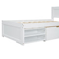 Twin Size Platform Bed With Drawer And Two Shelves, White Twin Antique White Mdf Lvl