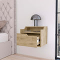 Macadamia Dual Shelf Display Nightstand Natural 1 Drawer Bedroom Floating Easy Assembly Wood
