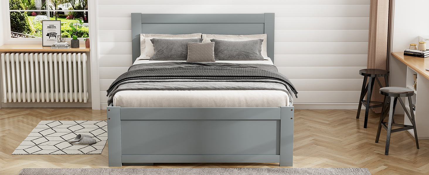 Twin Size Platform Bed With Drawer And Two Shelves, Gray Expected Arrival Time: 10.28 Twin Antique Gray Mdf Lvl