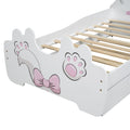 Cartoon Twin Size Platform Bed With Trundle, White Twin Antique White Mdf Lvl