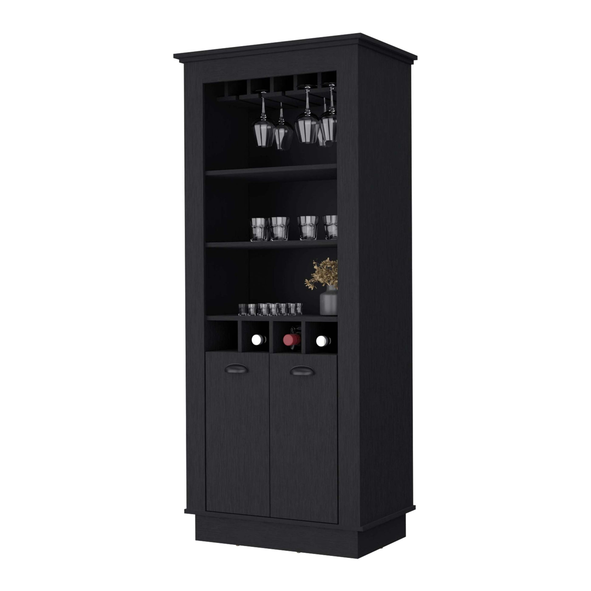 Tyler Black 4 Built In Wine Rack Bar Cabinet 3 4 Shelves Black Primary Living Space Shelves Included Wood