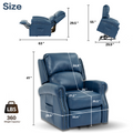 Lift Recliner Chair, Electric Power Lift Recliner Chair For Elderly With Eight Points Massage And Heating, Navy Blue Navy Blue Faux Leather Power Remote Wood Primary Living Space Soft American Traditional Metal & Wood