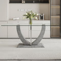 Large Modern Simple Rectangular Glass Table, Which Can Accommodate 6 8 People, Equipped With 0.39 Inch Tempered Glass Table Top And Large Mdf Table Legs,Used For Kitchen, Dining Room, Living Roomf 907 Transparent Glass