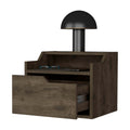 Dark Brown Dual Shelf Display Floating Nightstand Dark Brown Brown 1 Drawer Bedroom Floating Easy Assembly Wood