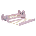 Cartoon Twin Size Platform Bed With Trundle, Pink Twin Pink Blue Mdf Lvl