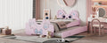 Cartoon Twin Size Platform Bed With Trundle, Pink Twin Pink Blue Mdf Lvl