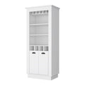 White 4 Built In Wine Rack Bar Cabinet 3 4 Shelves White White Primary Living Space Shelves Included Wood