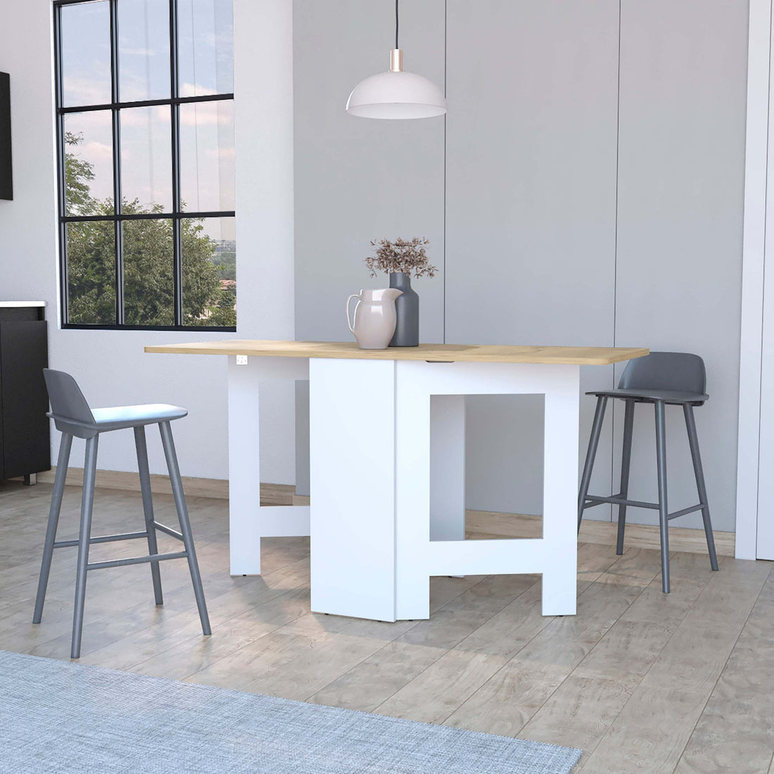 Cole White And Macadamia Folding Dining Table Brown White Folding Dining Room Rectangular Kitchen & Dining Tables Rectangular Wood